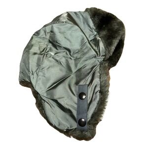 US Military B-9B USAF Flyers Winter Helmet Insulated Green Fur Hat Small NWOT
